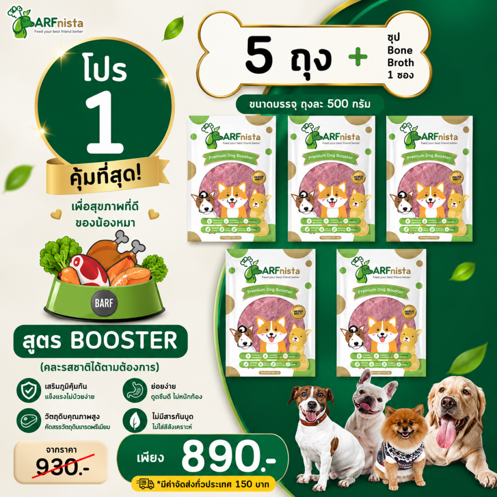บาร์ฟสูตร Booster สำหรับสุนัขสูงวัย และสุนัขคุมน้ำหนัก