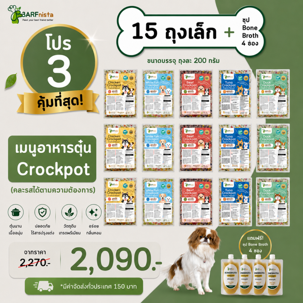 อาหารตุ๋นปรุงสุก Crockpot สำหรับสุนัข