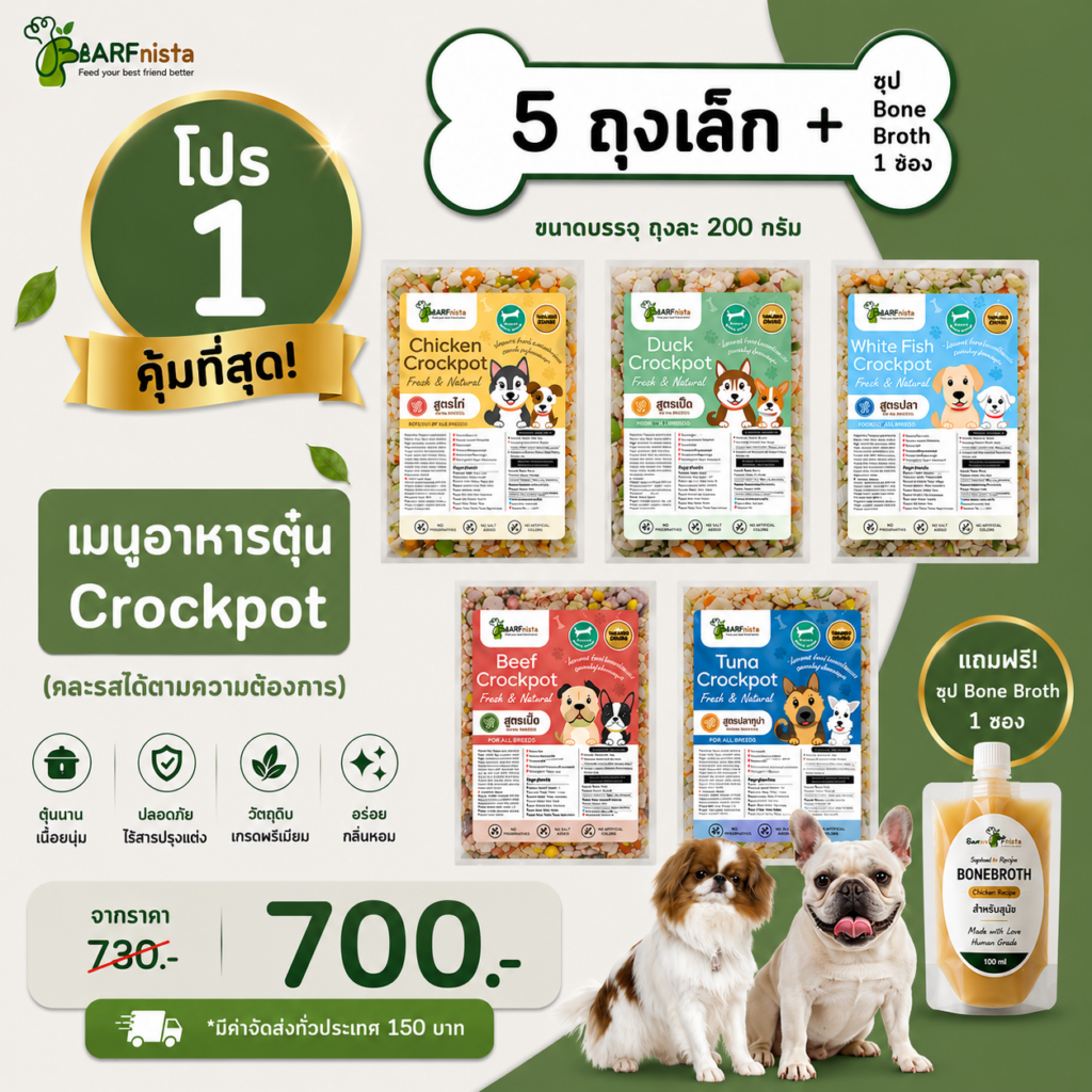 อาหารตุ๋นปรุงสุก Crockpot สำหรับสุนัข