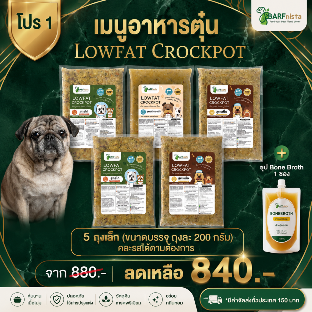อาหาร Lowfat Crockpot สำหรับสุนัข 10 ปี ขึ้นไป