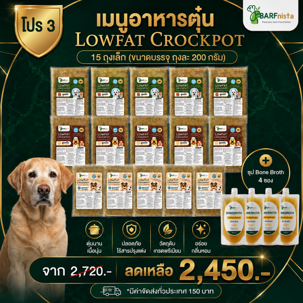 อาหาร Lowfat Crockpot สำหรับสุนัข 10 ปี ขึ้นไป